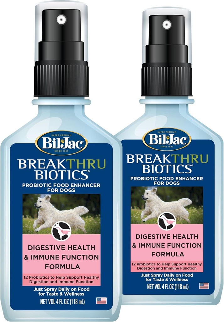 Bil-Jac Breakthru Biotics Probiotische Ergänzung für Hunde - 2-Pack, Premium Pet Digestive Health Support, Canine Food Enhancer mit natürlichen Inhaltsstoffen für Gut Balance und Immunsystem Boost