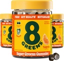 8Greens Daily Fiber Super Greens Gummi - Tangerine Geschmack: Boost Immunsystem & Verdauungsgesundheit mit 8 Real Greens - Non-GMO-Formel, Chewables, 50 Gummis, Packung mit 3