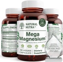 Natural Nutra Mega Magnesium 400mg Supplement - Hohe Absorption Aminosäure Chelat, Citrat, Malate Blend für Muskelwachstum, Knochenstärke, Herzgesundheit, Nervenunterstützung - 90 Kapseln (Pack von 2)