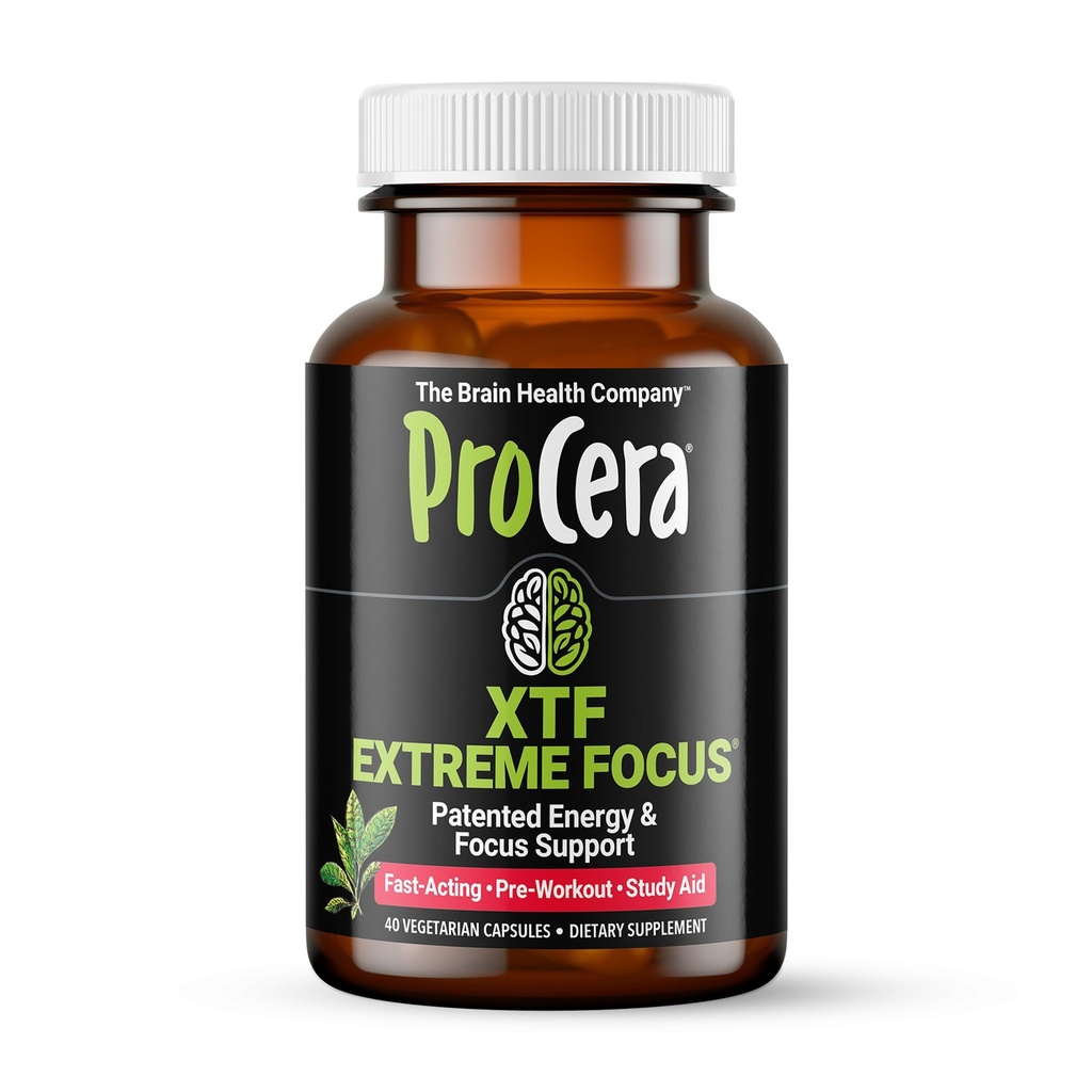 Procera XTF - Perfekte Studienhilfe - Sofortige Ergebnisse - Verbesserung der Fokus- und Gedächtnisretention - Erhöhter Sauerstoff- und Blutfluss - Mental Clarity - Energy Boost - langsame kognitive Decline - 40 Count