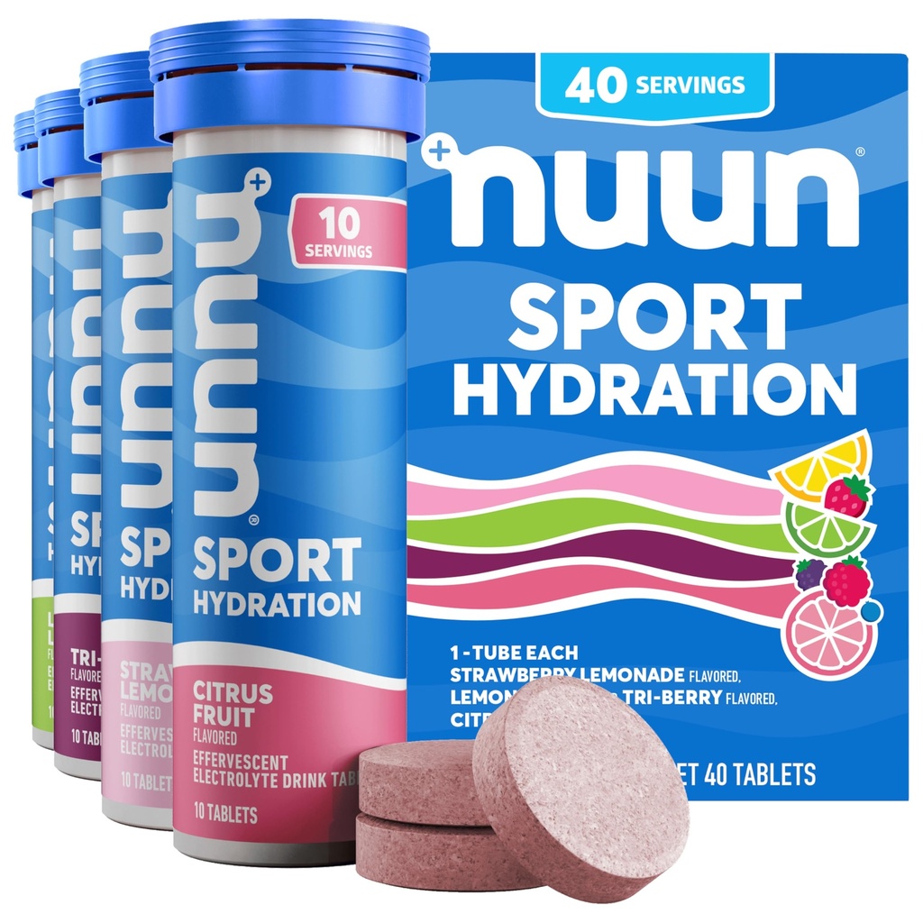 Nuun Sport Elektrolyt Tablets für proaktive Hydration, gemischte Flavors, 4 Packung (40 Servierungen)