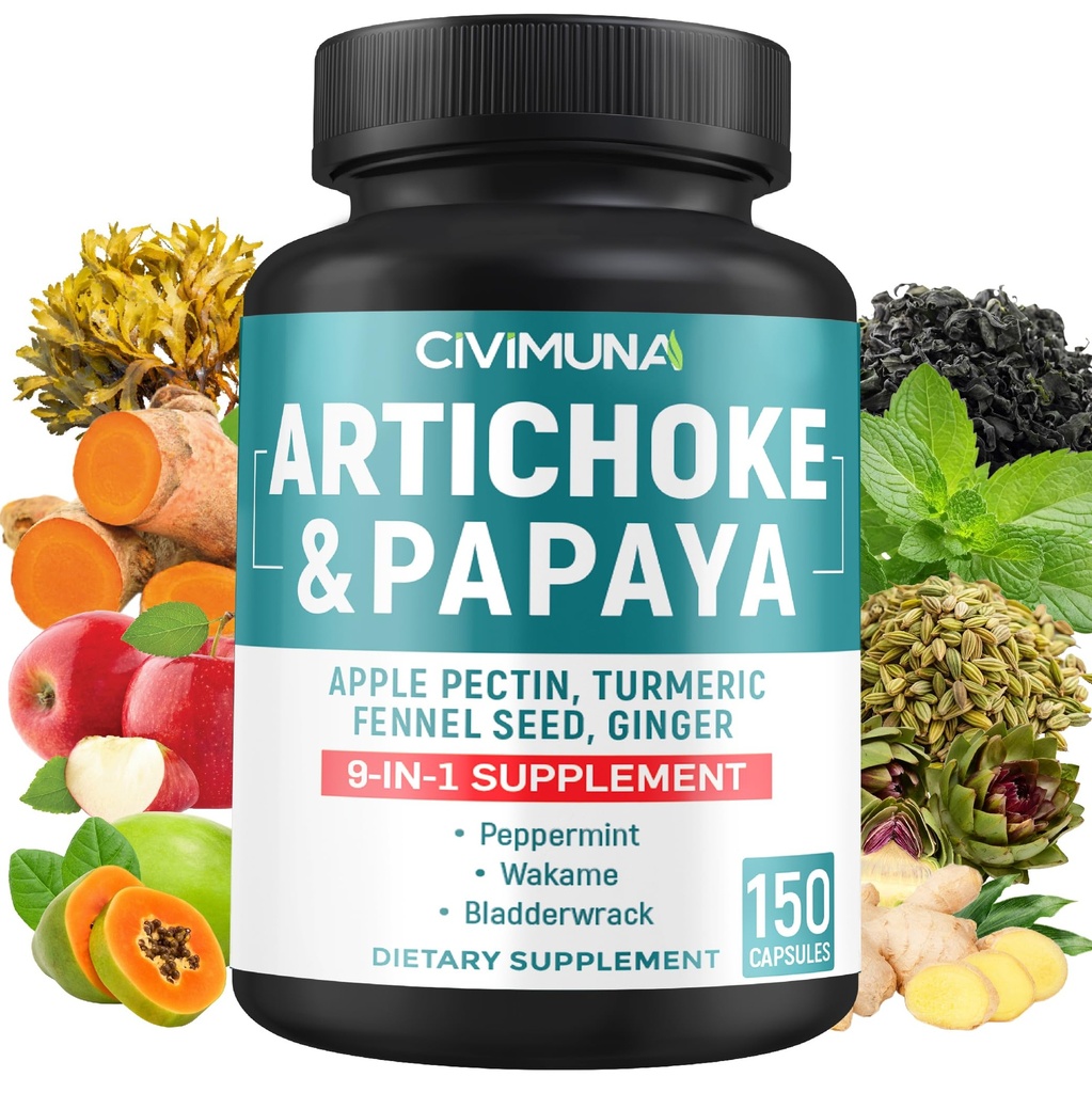 Artichoke Kapseln mit Artichoke, Papaya, Apple Pectin und mehr - 150 Kapseln - für 5 Monate Versorgung