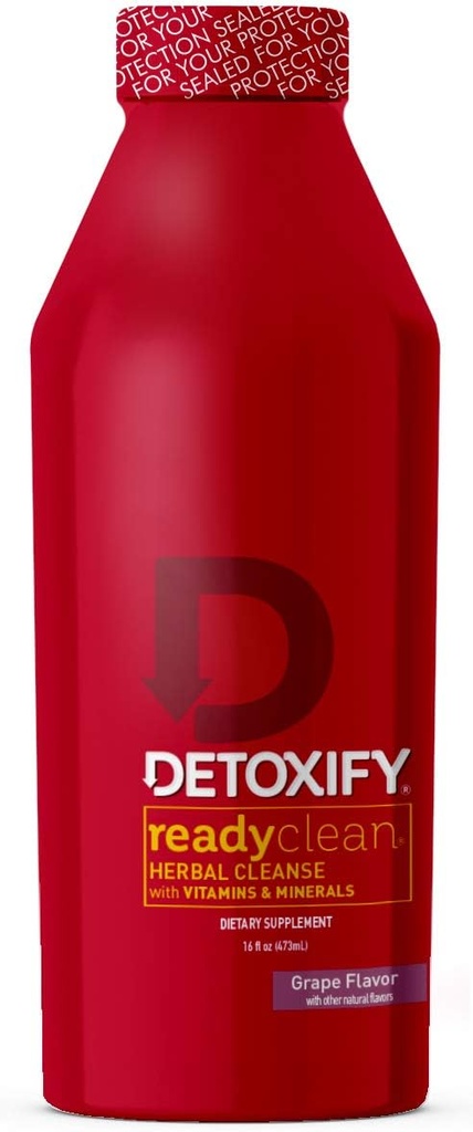 Detoxify – Ready Clean Herbal Cleanse – Trauben– 16 Unzen – Formuliertes Kräuter-Detox-Getränk – Milchdistel Seed Extract & Burdock Root Extract – Plus Aufkleber