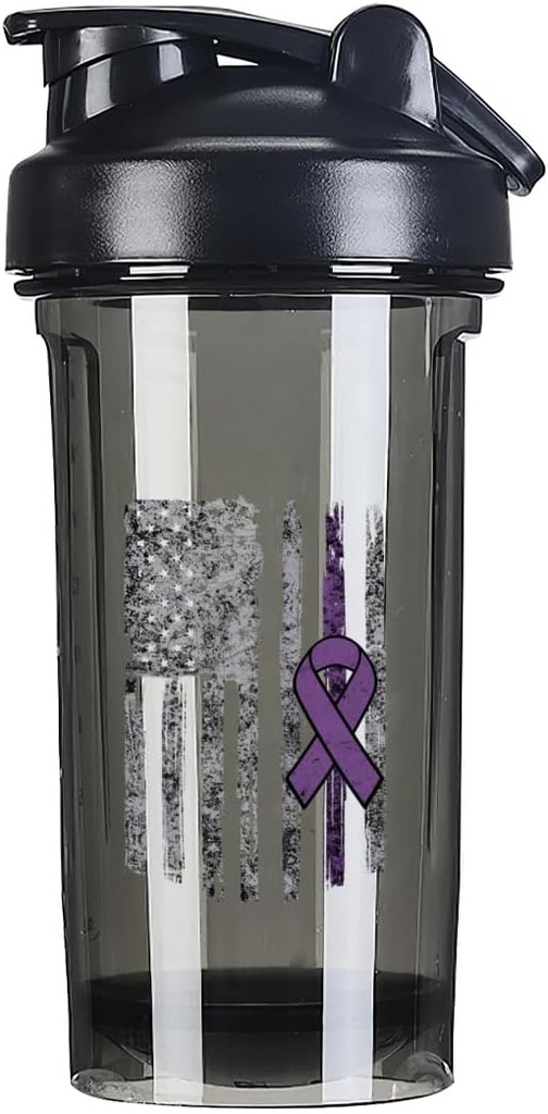 Epilepsy Awareness America Flag 18 Unnce Shaker Bottle Drink Mixer Leak-proof Pre Workout Protein Shakes Meal Replacement Shakes Bottles 500ML/18 Oz Black