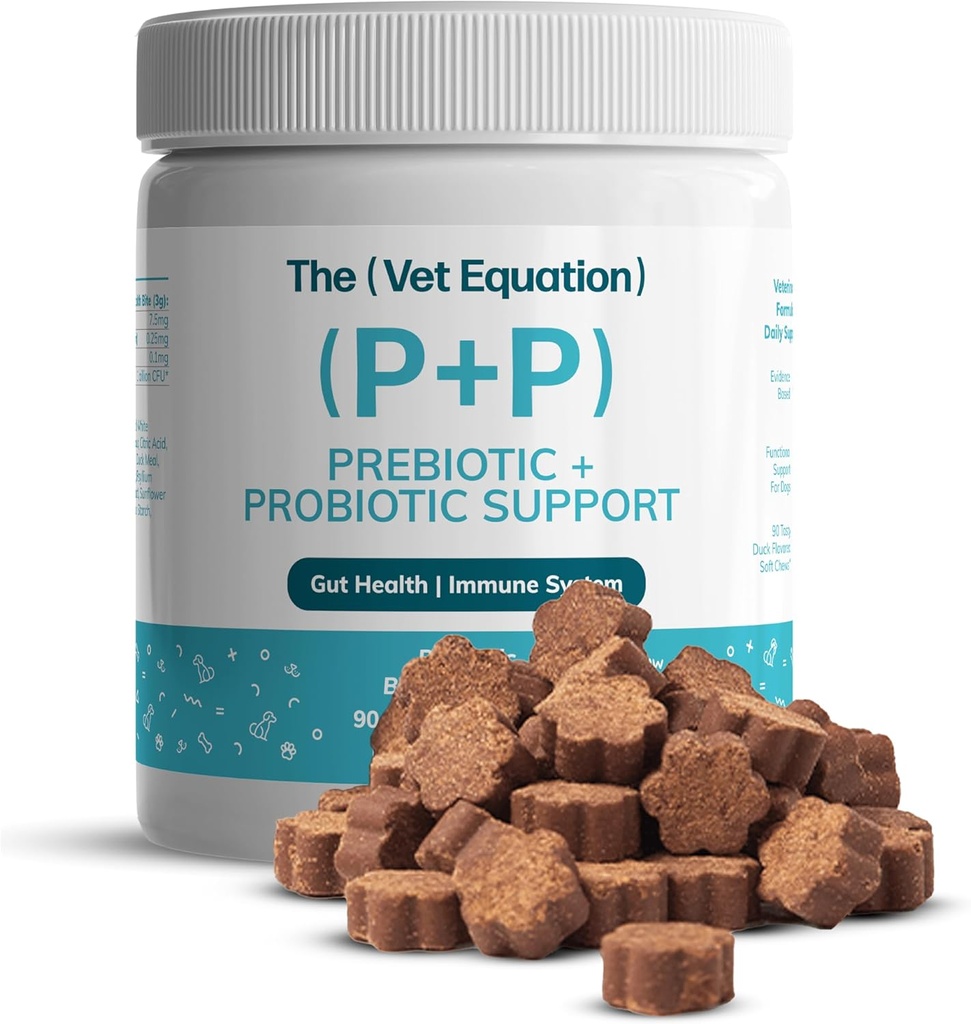 Präbiotikum & Probiotikum für Hunde – Verdauungs- & Gut-Gesundheitskauen – Natürliche Duck Flavor, 90 Count – mit Bacillus Subtilis, Vitamin B12 & Folsäure – unterstützt Immun- & Verdauungs-Gesundheit