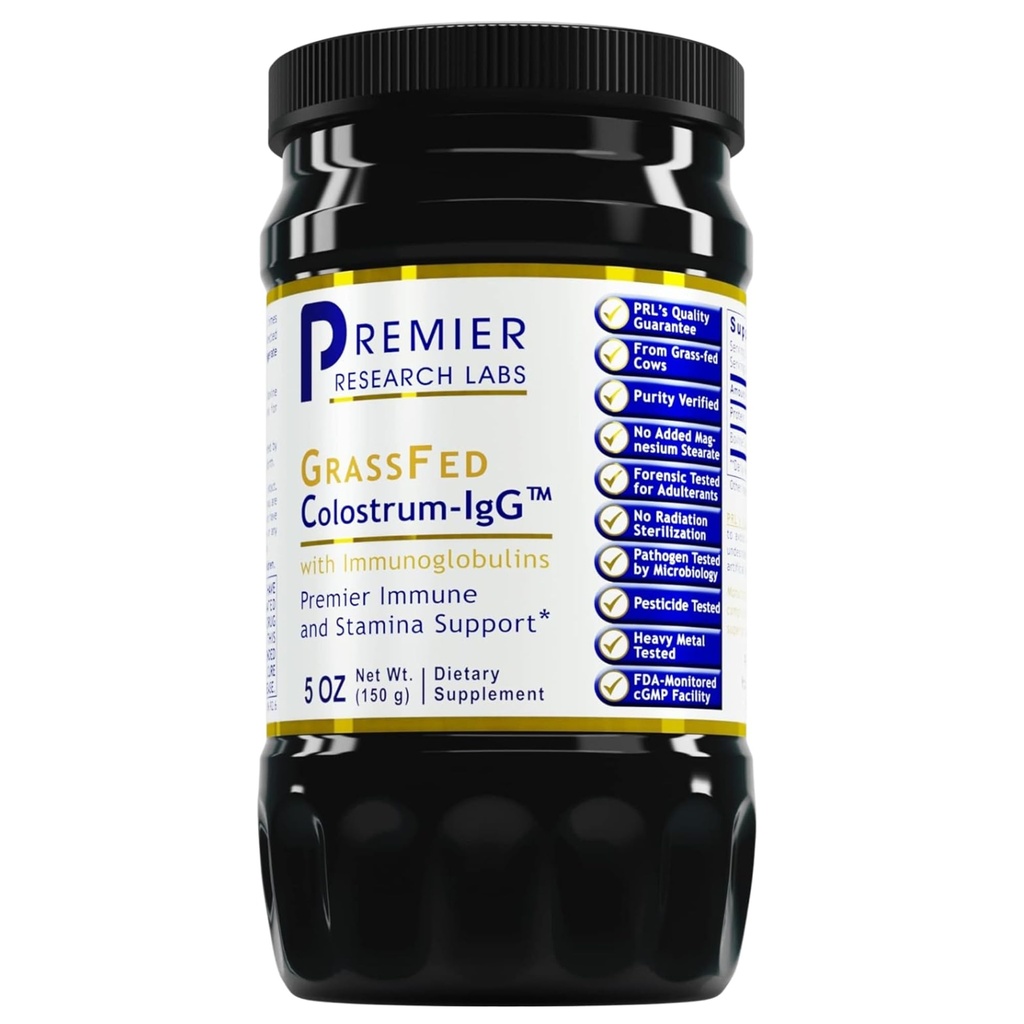 Premier Research Labs Colostrum-IgG Powder - Colostrum Supplement, Bovine Colostrum für Menschen, Cow Colostrum für Immungesundheit, Superfood mit Lactoferrin, Aminosäuren, Nukleotide - 5 oz (150 g)
