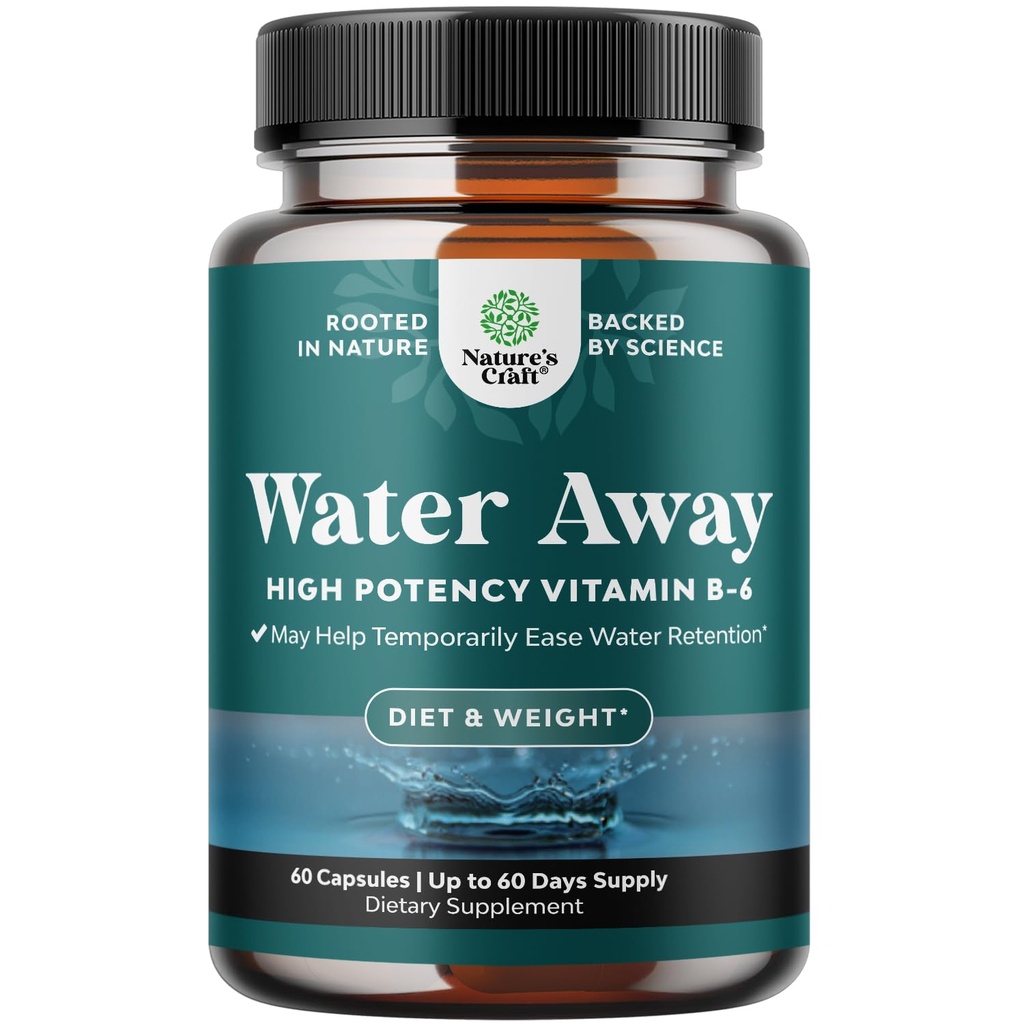 Wasser Away Kräuterdiuretische Pillen Hohe Festigkeit - Flüssige Retention Ergänzung mit Dandelion Blatt Extrakt & Grüner Tee für Bloating Relief für Frauen und Männer - Kapseln für Leg & Feet Swelling - 60 Zähler