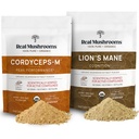 Lions Mane (60g) und Cordyceps (60g) Pilzextrakt Pulver Bundle - Pilzergänzung für Kognition, Energie und Ausdauer
