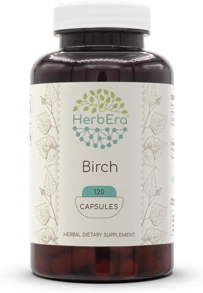 HerbEra Birch 120 Kapseln, 500 mg, mit Birke (Betula Pendula) getrocknete Blatt (120 Kapseln)