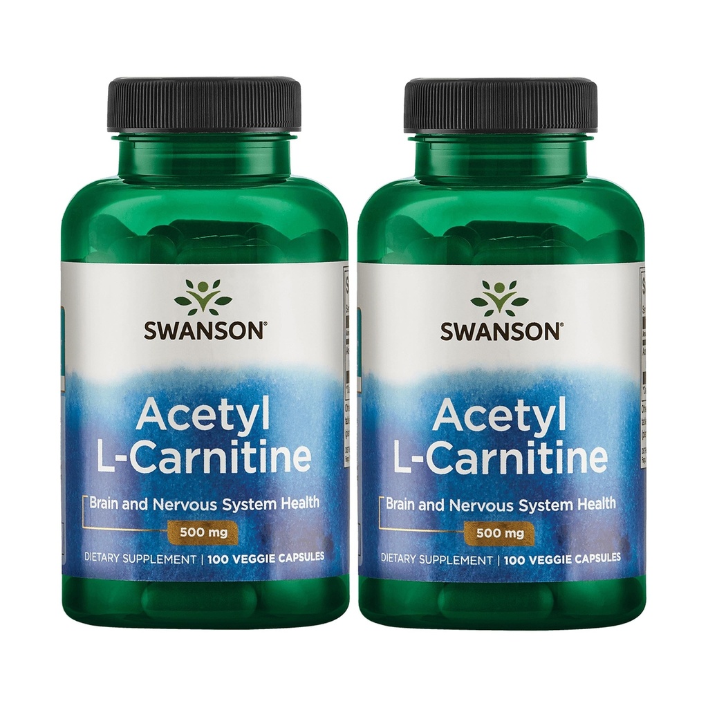Swanson Acetyl-L-Carnitin - Aminosäure-Ergänzung zur Förderung der kognitiven Gesundheit und Muskelunterstützung - Natürliche Formel kann Nervous System Health fördern - (100 Veggie Kapseln) (2 Packung)