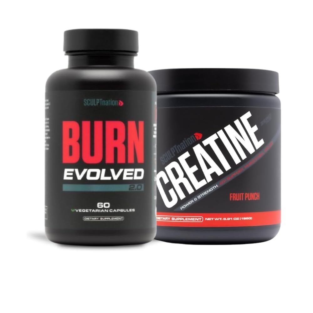 Sculpt Nation von V Shred Burn Evolved 2.0 und Premium Creatine Fruit Punch Powder Bundle