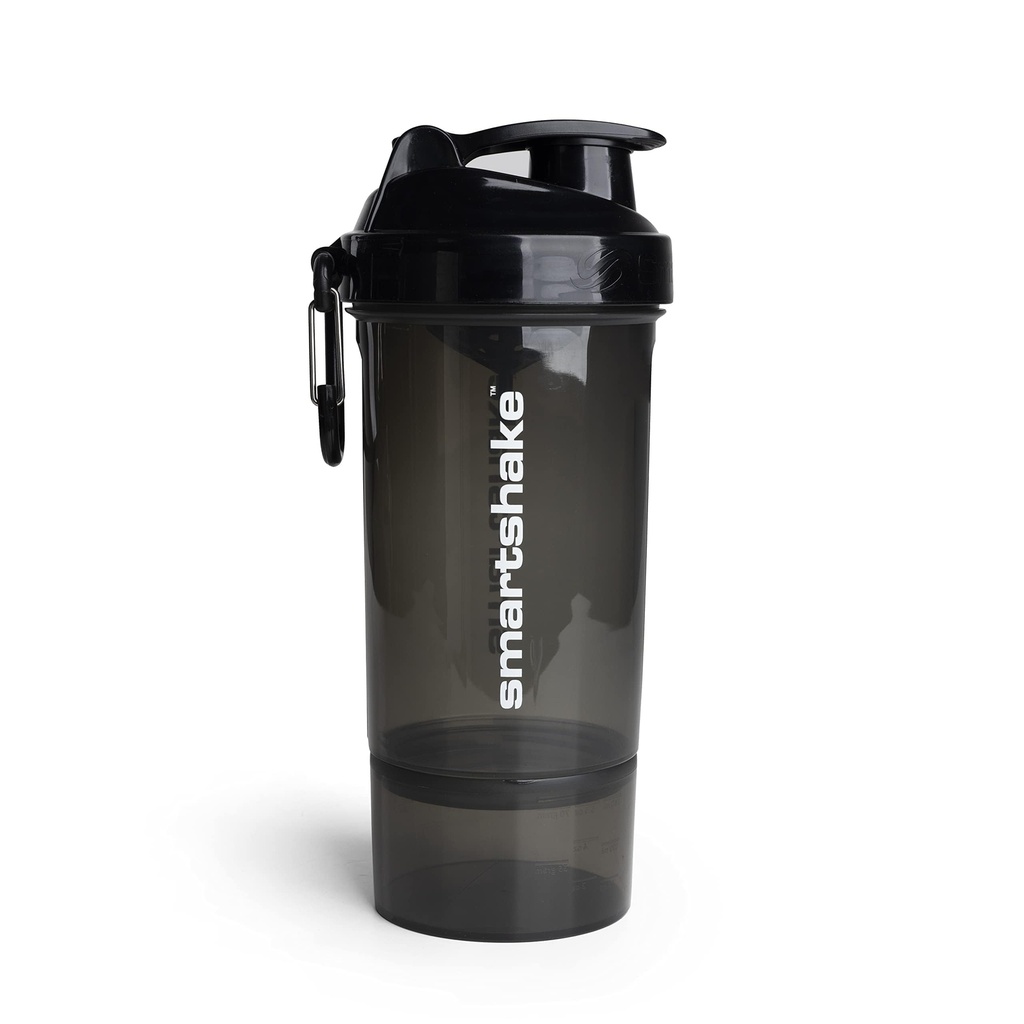 Smartshake O2GO ONE Plastic Protein Shaker Bottle 800 ml | 27 oz - Lecksichere Schraub Lid - BPA Free – Unisex - Schwarz