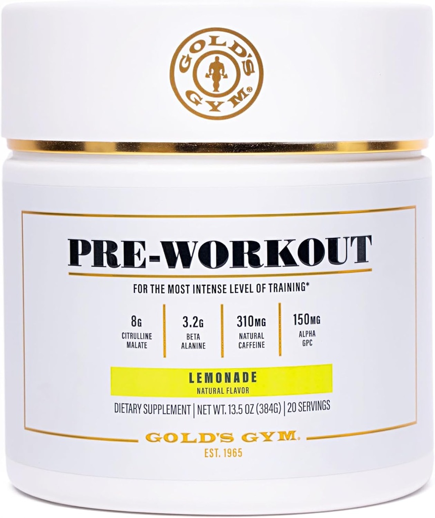 Gold's Gym Nutrition Pre-Workout Powder | Soy-Free, Keto, Vegan Pre-Workout mit Green Coffee Bean Natural Caffeine, L-Citrulline, Beta-Alanine und Antioxidantien, 20 Servierungen (Lemonade)