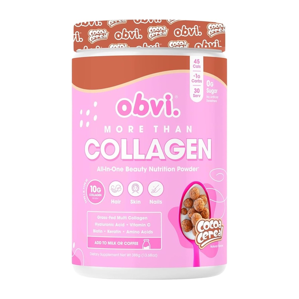 Obvi Mehr als Collagen Powder | Unterstützt gesundes Haar, Haut, Nägel, Gelenke, Gut | Grass-Fed Multi Collagen Supplement mit Hyaluronsäure, Biotin, Keratin | Cocoa Cereal, 30 Portionen