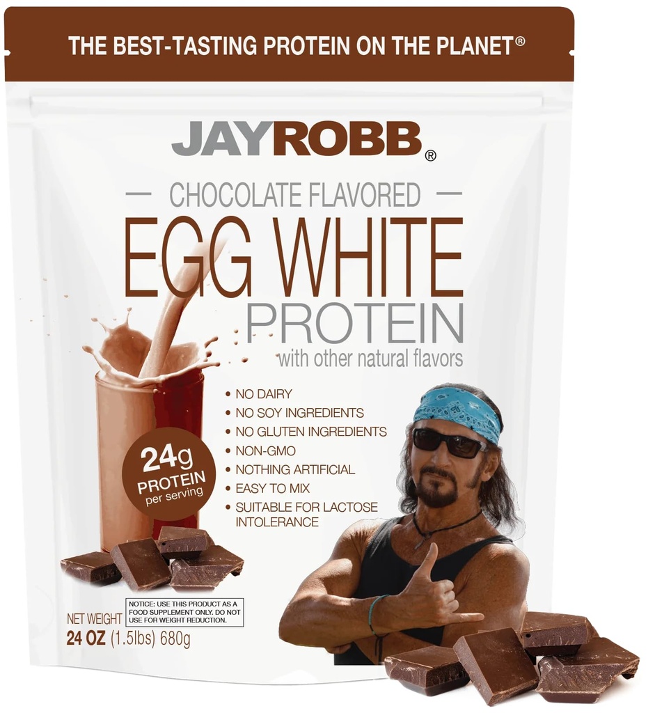 JAYROBB Chocolate Egg White Protein 24 oz, 1,5 Pound Bag