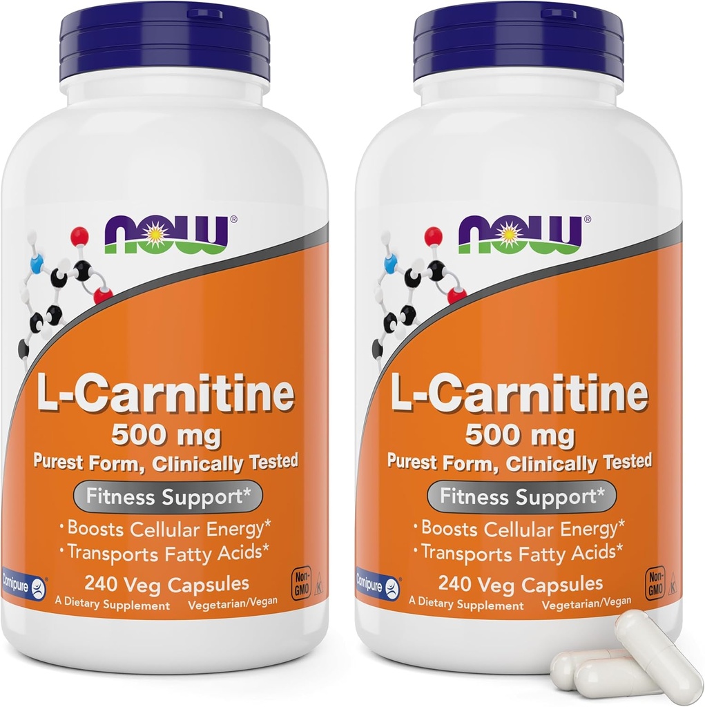 JETZT Lebensmittel L-Carnitin 500 mg, 240 Veg Caps (Pack von 2)