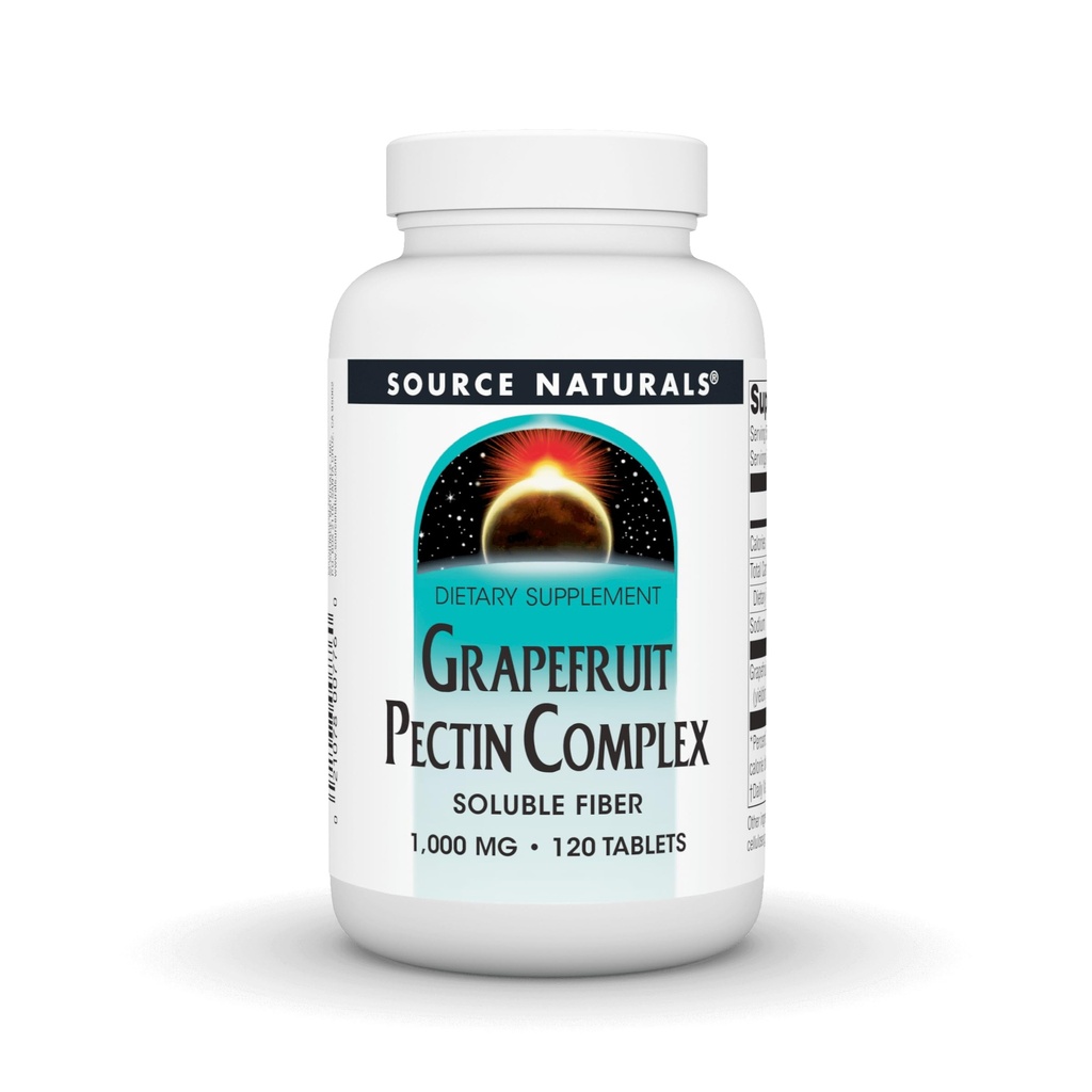 Source Naturals Grapefruit Pectin, Soluble Fiber - 1000 mg Dietary Supplement - 120 Tablets