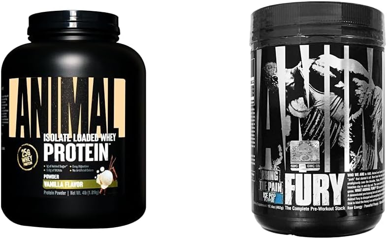Animal Whey Isoliert Whey Protein Pulver – Isolate geladen für Post Workout und Erholung & Fury - Pre Workout Powder Supplement für Energie und Fokus