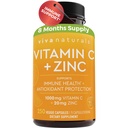 Viva Naturals Vitamin C und Zink Ergänzungen 1000mg - Zink 20mg (250 Veggie Kapseln) - High-Potency & Vitamin C mit Zink für Immununterstützung - Non-GMO, Glutenfrei (8 Monate Versorgung)