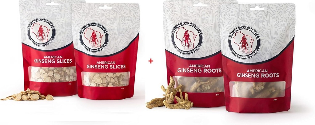 Dairyland American Ginseng Slices and Roots - 16 oz Pack Jeder von Wisconsin Ginseng – Direkt von Farmer zu Consumer 😉