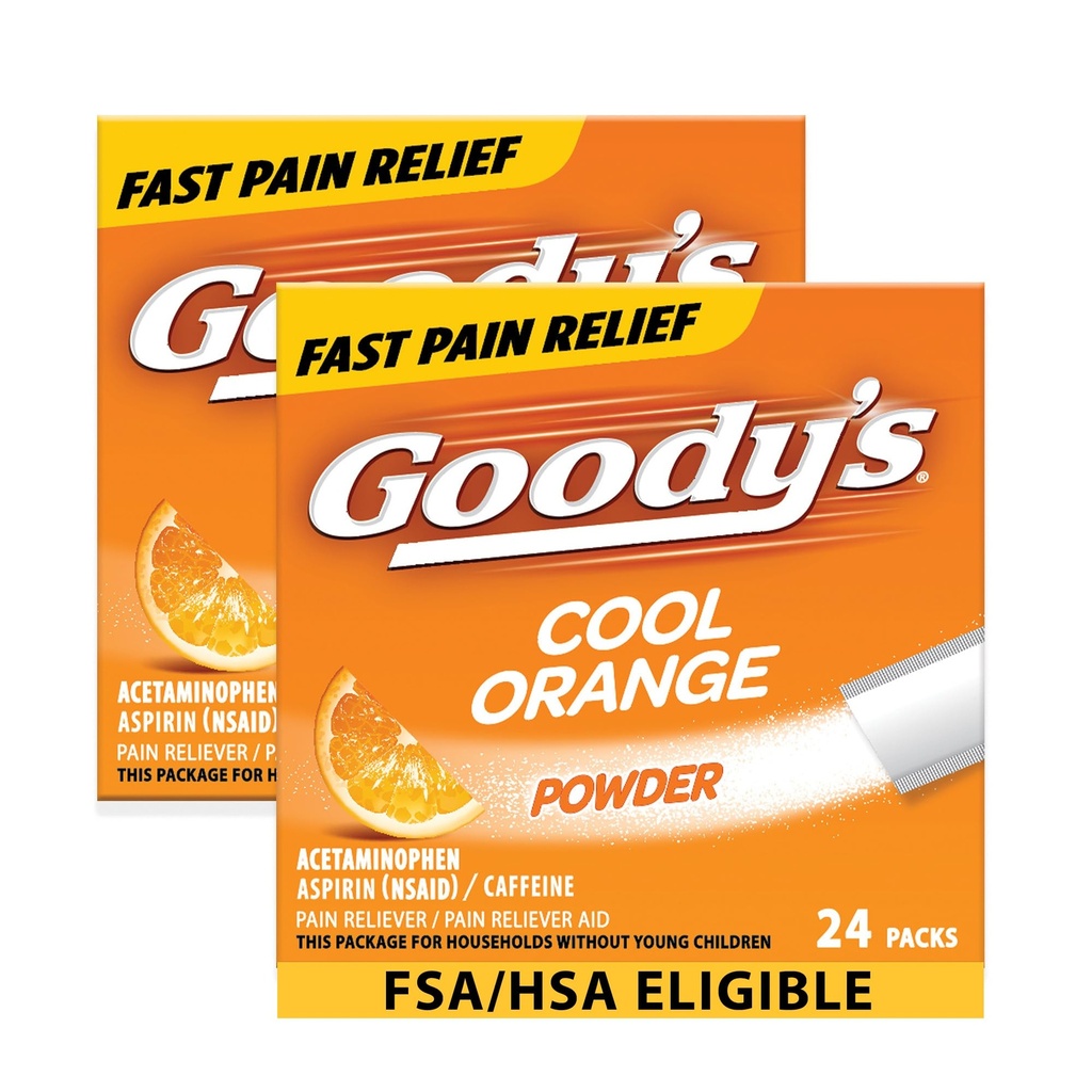 Goody's Extra Strength Headache Powder, Cool Orange Flavor Lösen Packungen, 24 Einzelpackungen (2 Packung)