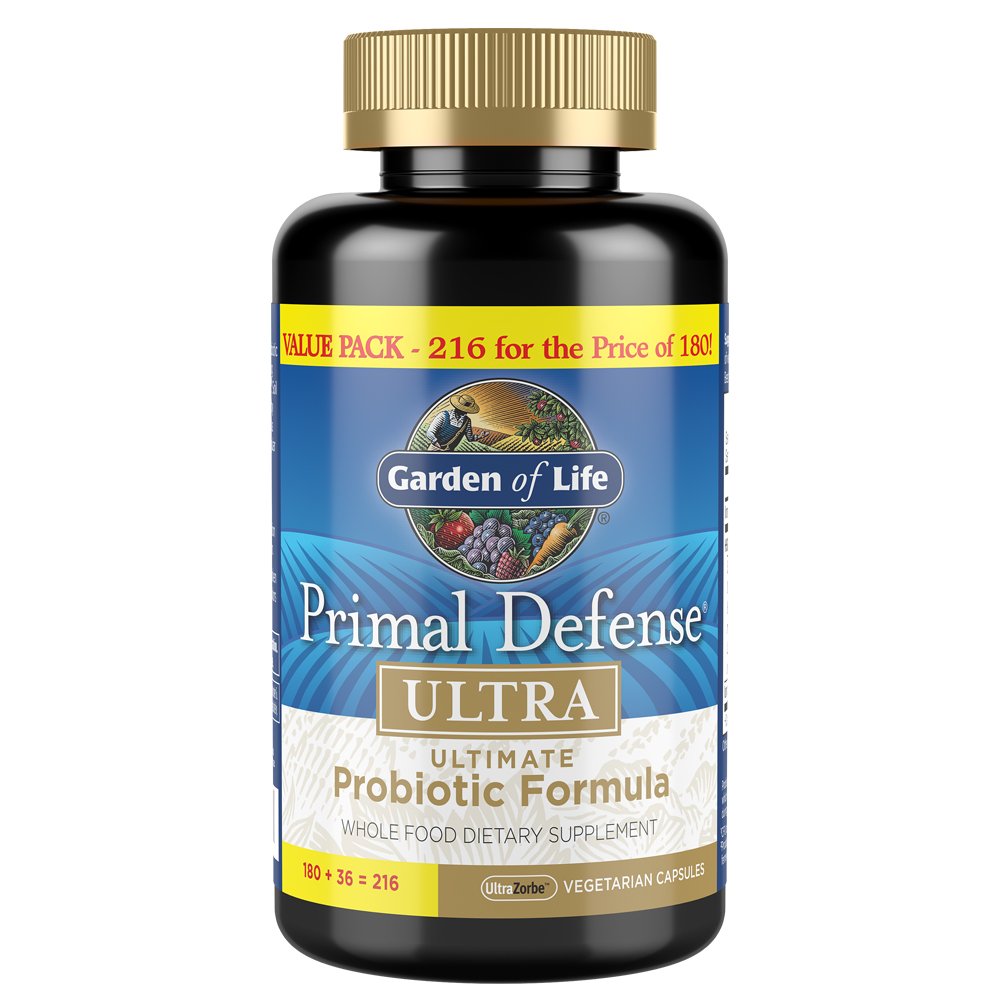 Garten des Lebens Probiotika für Verdauungs- und Gutgesundheitsbilanz, Primal Defense Ultra Ultimate Formula, 15 Billion CFU und 13 Strains Plus HSOs, Vegetarisch und Glutenfrei, 216 Kapseln