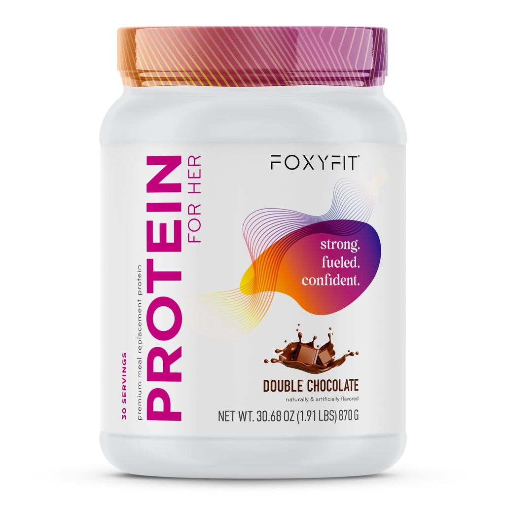 FoxyFit-Protein für Sie, Doppel-Schokolade-Whey-Proteinpulver mit CLA und Biotin für einen gesunden Glow (1.85 lbs)