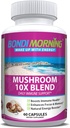Mushroom Complex Immun Support Supplement – 10X Blend mit Cordyceps, Reishi, Lion’s Mane und Chaga Pilze für Gehirngesundheit, natürliche Energie Boost und Immune Defense, 60-Count