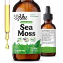 Wild & Organic Sea Moss Liquid Drops - Immununterstützung - Irish Sea Moss und Bladderwrack Tincture - Multimineral Chondrus Crispus Supplement - Vegan, Zucker & Alkoholfrei - 2 fl oz