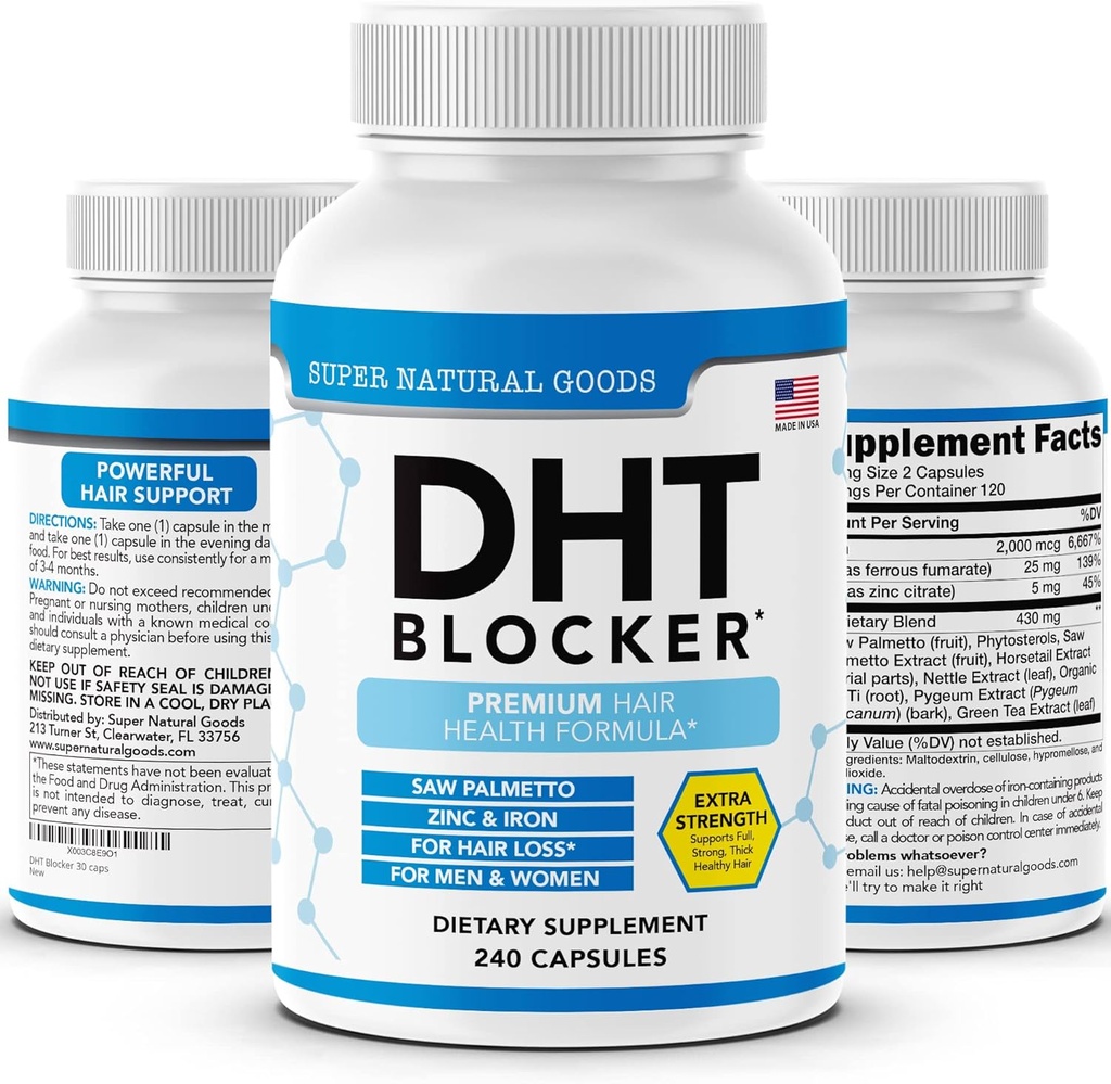 DHT Blocker - Haarwachstumsergänzung für Genetisches Dünnen für Männer & Frauen - Hilft Haarausfall & Stimulieren Follicle Wachstum mit Säge Palmetto, Biotin & Eisen - Follicle Growth Supplements Pillen