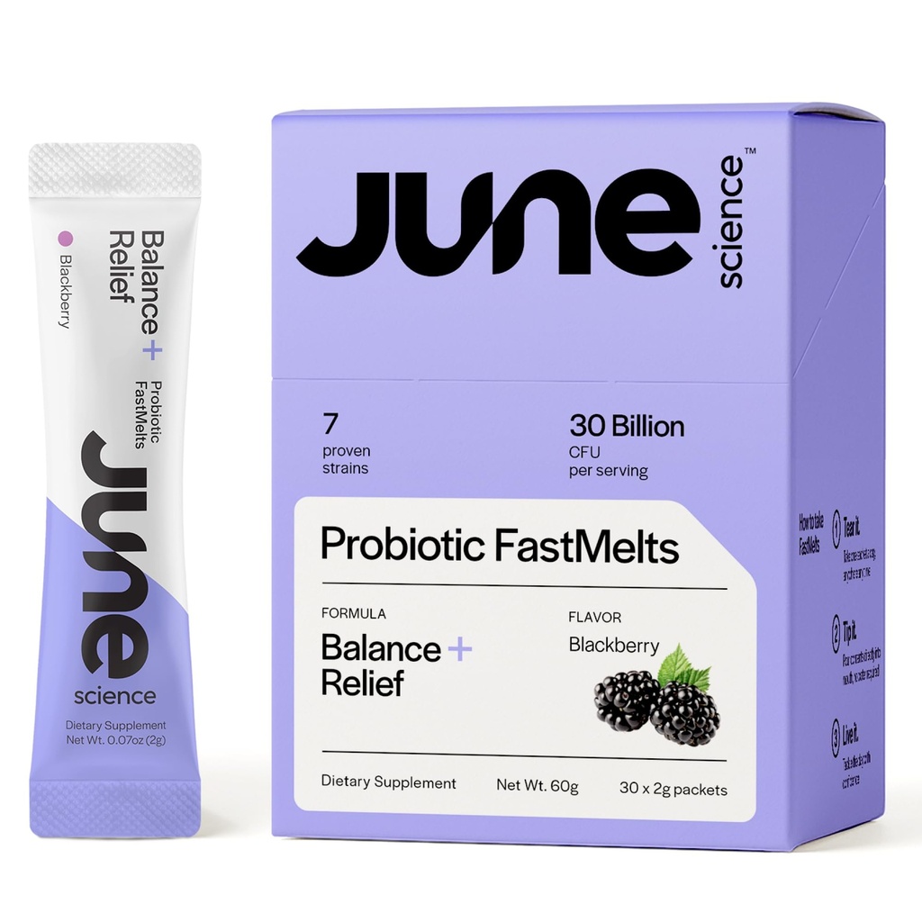 Balance + Relief | Fast Melt Pre + Probiotic für Stimmung & Stress - BlackBerry Flavor, 30 Pulver Beutel