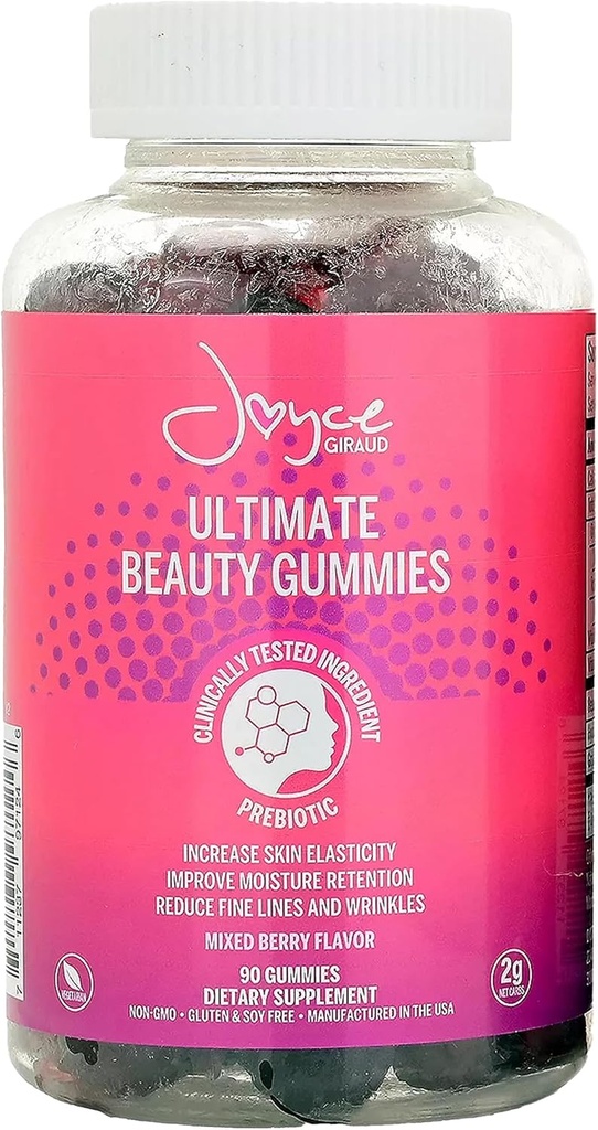 Joyce Giraud Ultimate Beauty Gummies, 30-Tage-Versorgung, unterstützt Haut Hydration & Gesunde Hautton, 90 Gummis