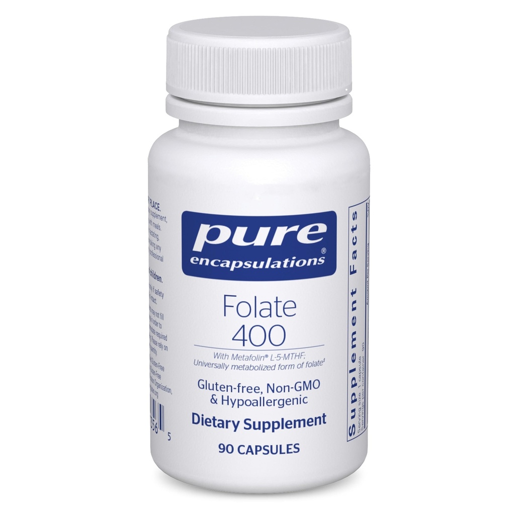 Pure Encapsulations Folate 400 | Metafolin L-5-MTHF Ergänzung zur Unterstützung von Herz-Kreislauf-, Zell- und Neuralgesundheit* | 90 Kapseln