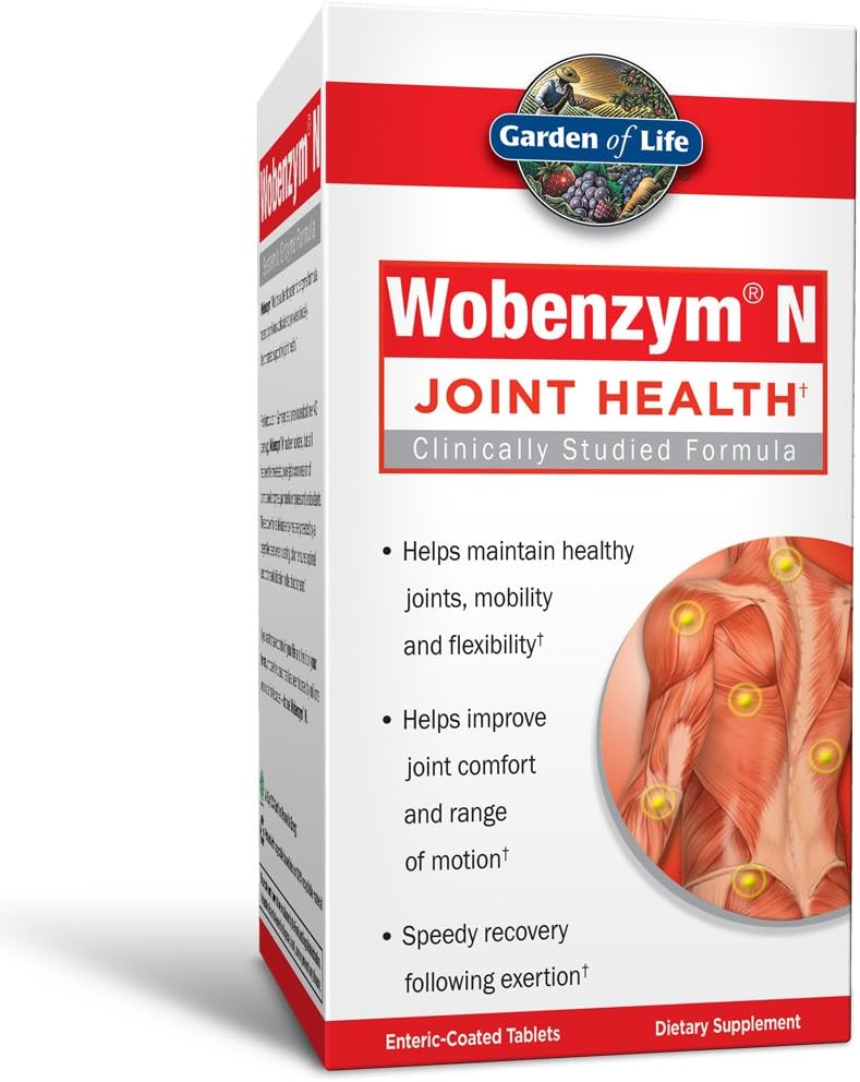 Garten des Lebens Joint Supplement für Männer und Frauen - Wobenzym N Systemic Enzymes, klinisch untersucht Formel für gesunde Gelenke, Mobilität, Flexibilität, Post-Exercise Erholung, Glutenfrei, 100 Tabletten