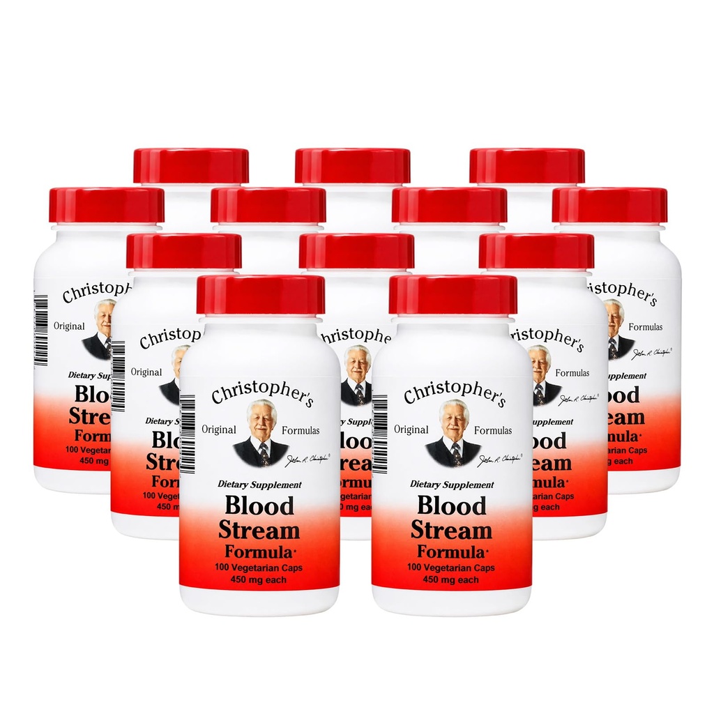 Christopher's Original Formulas Blood Stream Formula - Blood Circulation Supplements - Supports Vein Elasticity, Clean & Pure Bloodstream - Pack of 12