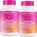Pink Stork Premium Prenatal Gummy Vitamine mit DHA, Folat und Vitamin D - 60 Vegan Gummies - 2 Pack