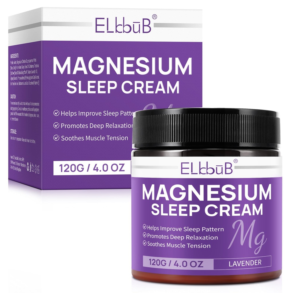 Magnesium Cream for Sleep - angereichert mit Mandelöl, Lavender und Vitamin E für tiefe Entspannung - Natürliche Magnesiumlotion für Hautrausch und schnelle Absorption - Lavender