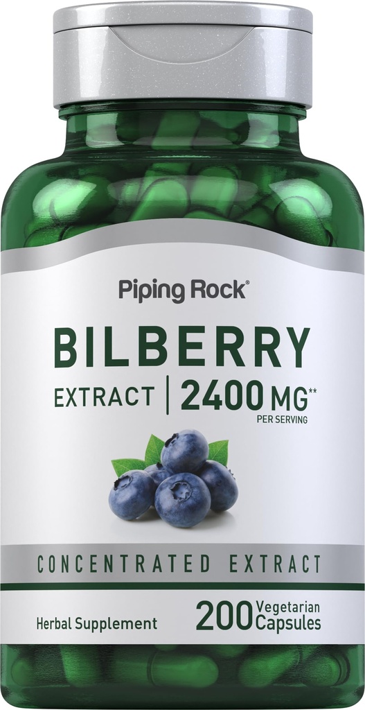 Piping Rock Bilberry Extrakt Kapseln 2400mg | 200 Pillen | Kräuterextrakt Ergänzung | Vegetarisch, Non-GMO, Glutenfrei
