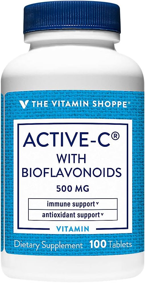 Der Vitamin Shoppe Active-C mit Bioflavonoiden, unterstützt Immunität, Gefäßgesundheit, Antioxidans, 500 MG (100 Tabletten)