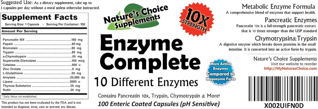 Enzym Komplett mit Chymotrypsin,Trypsin & Mehr