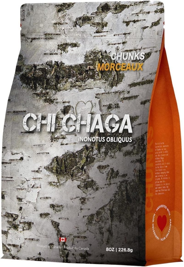 Premium Organic Chaga Mushroom Chunks - 8 Unzen Authentic 100% Wild Harvested Canadian Chaga Tea - Superfood