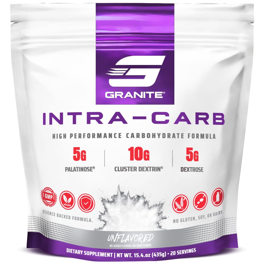 Granit Intra Carb Powder, Unflavored, High-Performance Kohlenhydrat Blend mit Cluster Dextrin, Palatinose, & Dextrose, unterstützt Energie und Training (20 Servierungen)