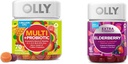 OLLY Adult Multivitamin Gummy mit Probiotika, 1 Billion CFUs, 70 Count und extra Strength Elderberry Gummies, Immununterstützung, 450mg, 60 Count