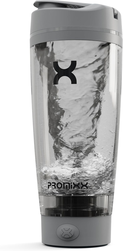 Promixx PRO Shaker Bottle New Edition – wiederaufladbar, leistungsstark für glatte Protein Shakes – beinhaltet Supplement Storage, BPA Free, 20oz Cup, Cool Gray