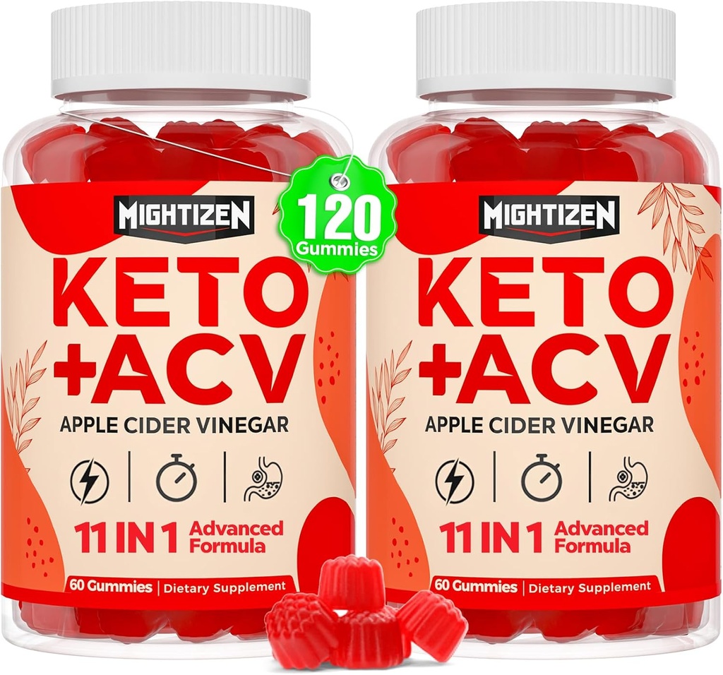 Apfelessiggummis, Max Strength Keto Acv Gummis mit grünem Tee, Probiotics, B12, B6, Keto-Unterstützung, Apfelessig mit Mutter für Detox & Cleanse, Digestion & Gut, Vegan, 120 Zähler
