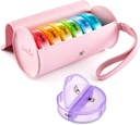 Fullicon PU-Gehäuse Wöchentliche Pille Box Organiser 2 Mal am Tag, Reisen 7 Tage Pillen Boxen, Tragbare Tablet-Organisator für Medizin, Medikamente, Vitamin, Fischöl Ergänzungen (Pink/Rainbow)