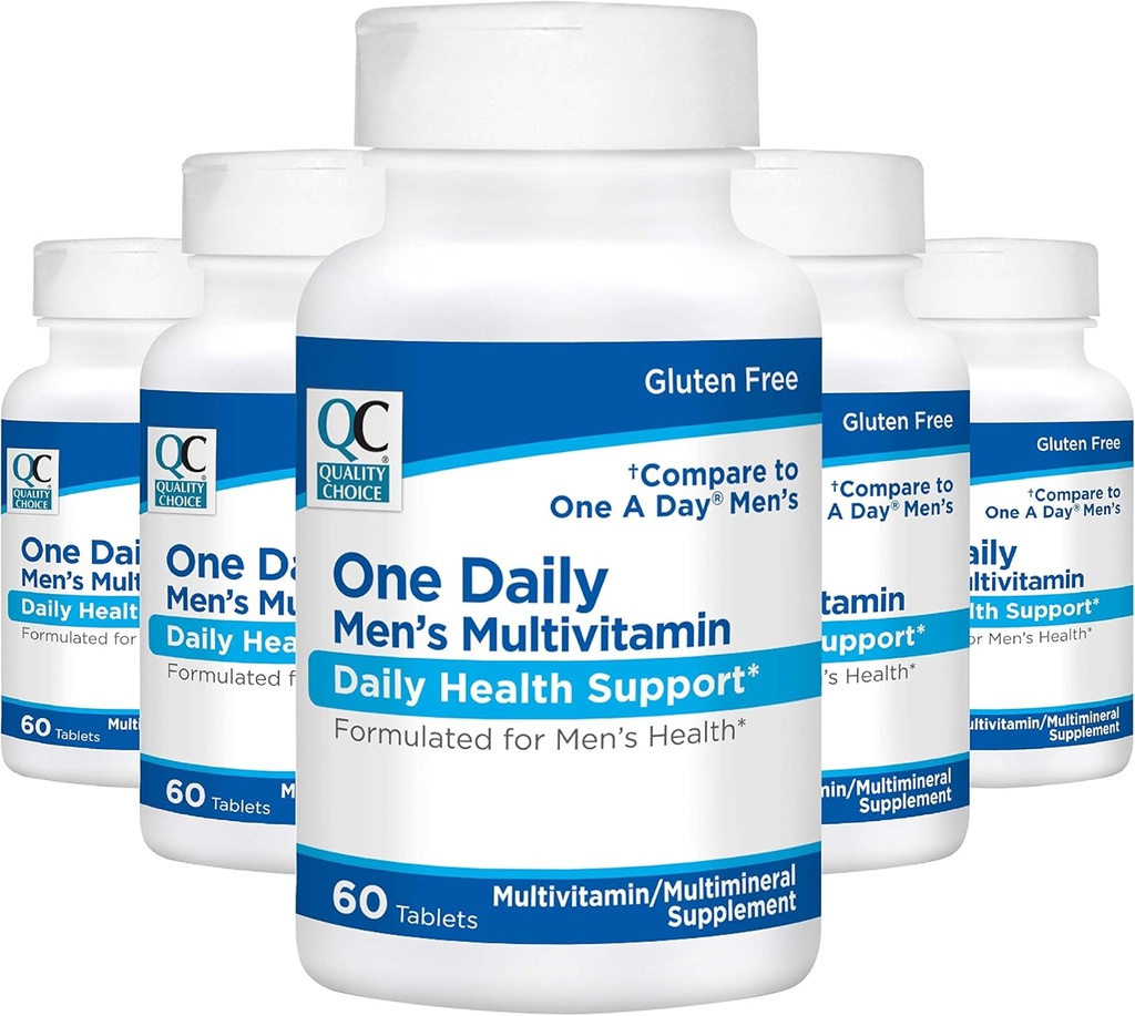 Qualität Wahl Mens One Daily Multivitamin mit Vitaminen A C D E B (1, 2, & 6) und Mineralergänzungen in 60 Count Bottles (5 Pack)