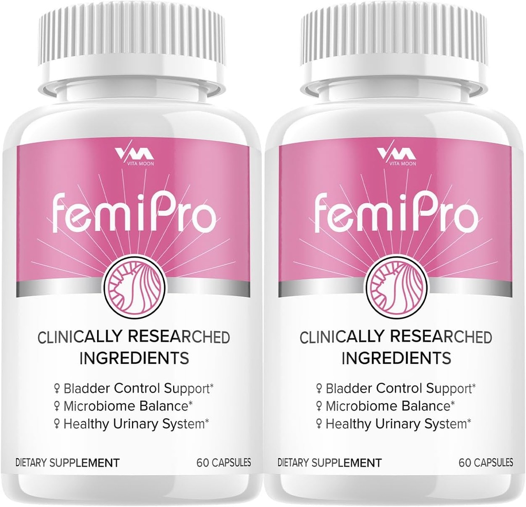 (2 Pack) Femi Pro Pro Probiotics - FemiPro Advanced Formula Bladder Control Support, Microbiome Balance, Healthy Urinary System, 120 Kapseln