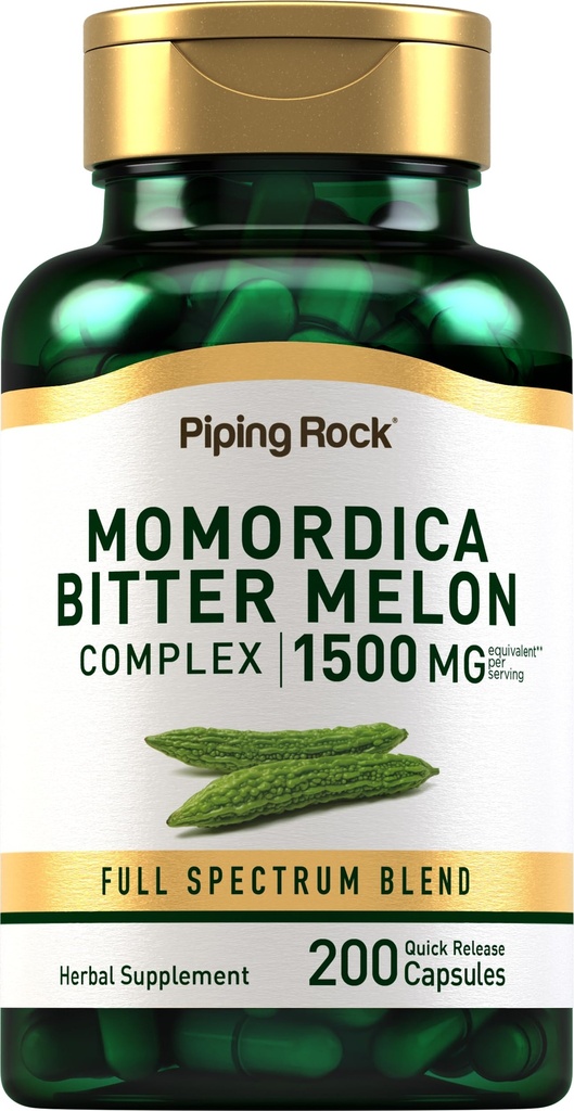 Piping Rock Bitter Melon Kapseln | 1500mg | 200 Pillen | Momordica Charantia Extract | Complex Herb Supplement | Non-GMO, Glutenfrei