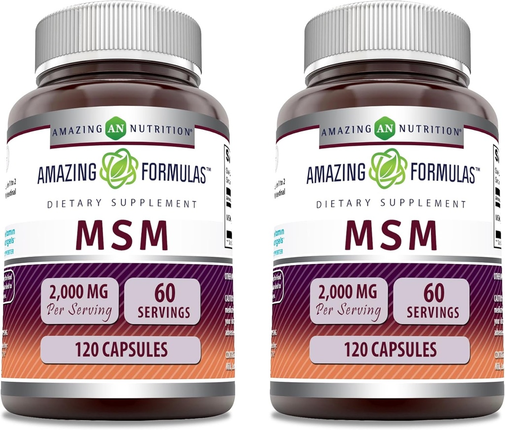 Erstaunliche Formeln MSM (Methylsulfonylmethan) Supplement | 2000 Mg Per Serving | Kapseln | Non-GMO | Gluten Free | Made in USA (2 Pack, 120 Count)